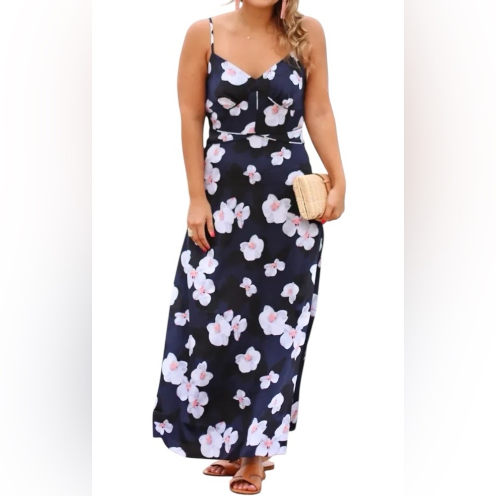 Banana Republic Navy Blue Floral Maxi Dress